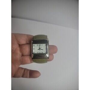 Vintage Cannes Wristwatch Watch Cuff Bracelet Green Square Analog Jewelry